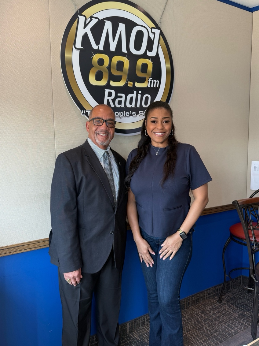 Aquilla Robinson with Debra Hurston at 89.9 KMOJ FM